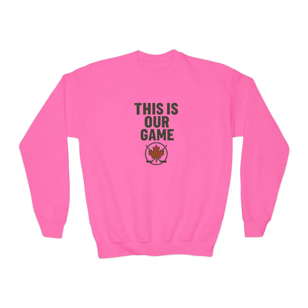 Maple Stick Youth Crewneck Sweatshirt – Our Game Sweater, Canadian Pride