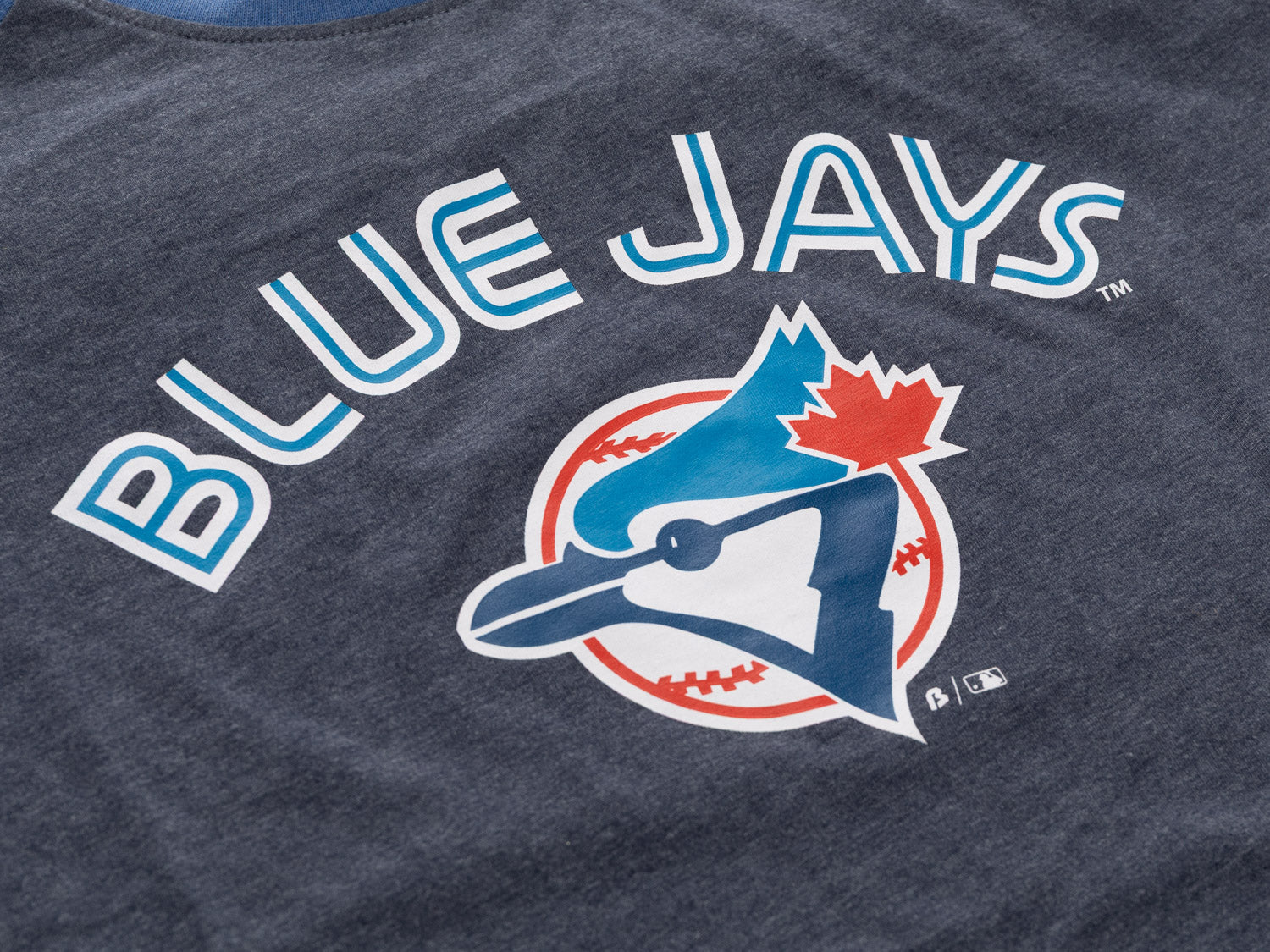 Toronto Blue Jays Men’s Cooperstown Wordmark Logo Raglan 3/4 Sleeve T-Shirt